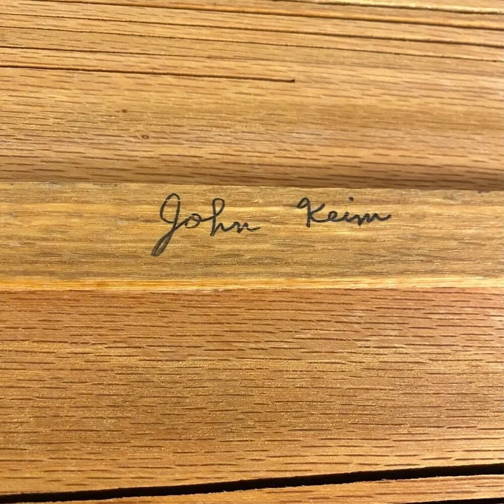 Vintage John Keim Amish Wood Collapsible Basket Rectangular Fruit Bowl Trivet